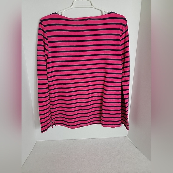 Ralph Lauren Sport Women's Pink Blue Striped Long Sleeve Pullover Top, M - Picture 2 of 9